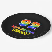 92e verjaardag: Vet, Vun, Eenvoudig, Regenboog 92 Papieren Bordje (Gekanteld)