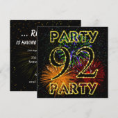 92e verjaardagsfeestuitnodiging met vuurwerk kaart (Voorkant / Achterkant)