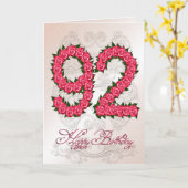 92e verjaardagskaart met rozen en bladeren kaart (Gele Bloem)