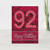 92e verjaardagskaart met rozen en bladeren kaart (Voorkant)