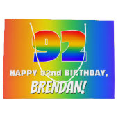92nd Birthday: Colorful, Fun Rainbow Pattern # 92 Groot Cadeauzakje (Achterkant)