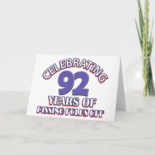 92ste verjaardag design kaart (Voorkant)