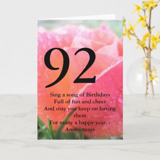 92ste Verjaardag Kaart (Gele Bloem)