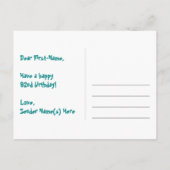 92ste verjaardag: Roze strepen & harten, Regenboog Briefkaart (Achterkant)