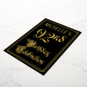 92ste verjaardagsfeest — Fancy Script & Aangepaste Folie Uitnodiging (Gedraaid)