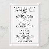 92ste verjaardagsfeest — Fancy Script & Aangepaste Folie Uitnodiging (Achterkant)