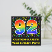 92ste verjaardagsfeestje: leuke muzieksymbolen, re kaart (Staand voorkant)