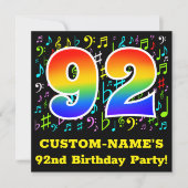 92ste verjaardagsfeestje: leuke muzieksymbolen, re kaart (Voorkant)