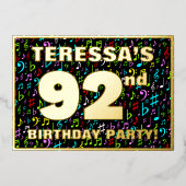 92ste verveegfeest — Mooie, Kleurrijke Muziek Symb Folie Uitnodiging (Voorkant)