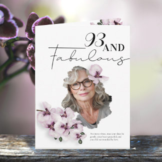 93 & Fabulous Orchid Photo Birthday Greeting Card Kaart
