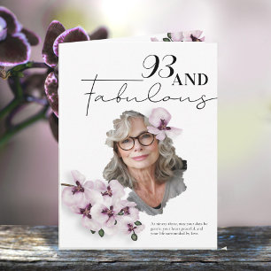 93 & Fabulous Orchide Foto Verjaardagskaart Kaart