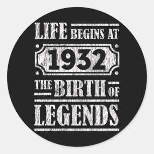 93 jaar oud 1932 Geboorte van de legende 90ste ver Ronde Sticker