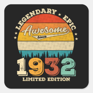 93 jaar oud 1932 Geweldige sinds 93e verjaardag ca Vierkante Sticker