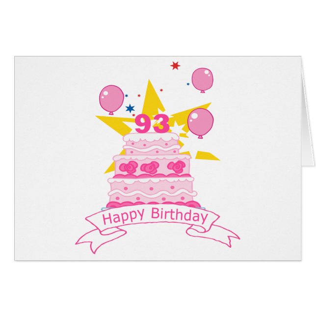 93 jaar oude Birthday Cake (Voorkant Horizontaal)