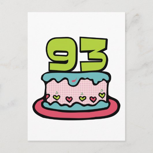 93 jaar oude Birthday Cake Briefkaart (Voorkant)