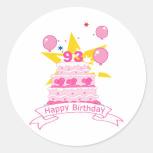 93 jaar oude Birthday Cake Ronde Sticker