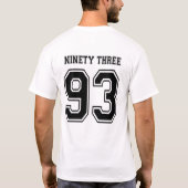 93 ninety three varsity nummer t-shirt (Achterkant)