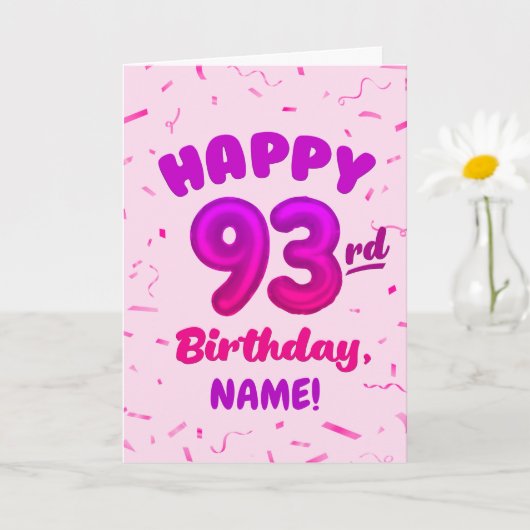 93e Ballon Nummer Aangepaste Naam Verjaardagskaart Kaart (Kleine Plant)