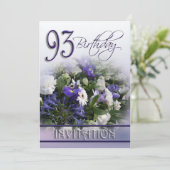 93e uitnodiging van de Birthday Party - Blue bouqu (Staand voorkant)