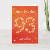 93e verjaardag - 93 in sterren - rood - 93 jaar kaart (Voorkant)