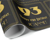 93e verjaardag - Art Deco Geïnspireerde look "93" Cadeaupapier (Rol Hoek)