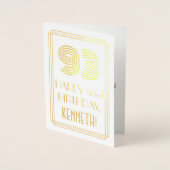 93e verjaardag - Art Deco geïnspireerde look "93"  Folie Kaarten (Voorkant)