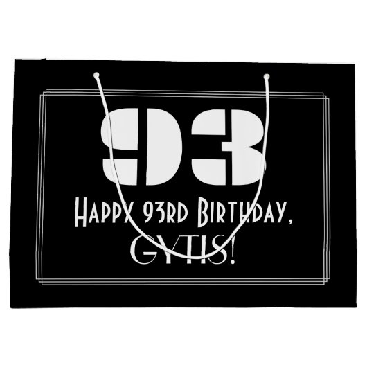 93e verjaardag ~ Art Deco Geïnspireerde look "93" Groot Cadeauzakje (Achterkant)