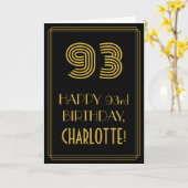 93e verjaardag: Art Deco Geïnspireerde look "93" & Kaart (Gele Bloem)