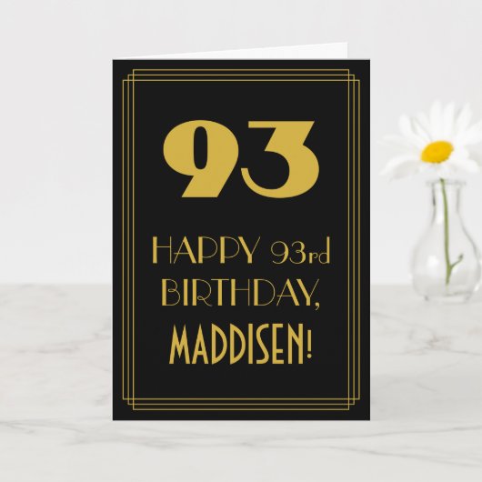 93e verjaardag ~ Art Deco Geïnspireerde look "93"  Kaart (Kleine Plant)