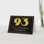 93e verjaardag: Art Deco Geïnspireerde look "93" & Kaart (Voorkant)