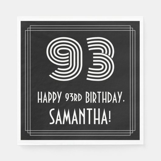 93e verjaardag: Art Deco Geïnspireerde look "93" + Servet (Voorkant)