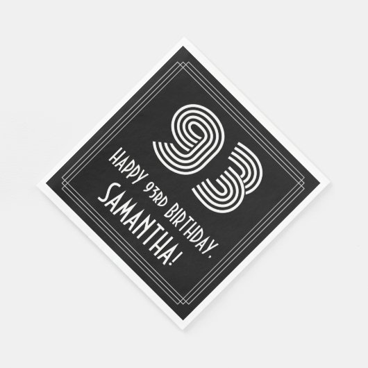 93e verjaardag: Art Deco Geïnspireerde look "93" + Servet (Hoek)