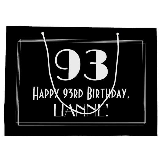 93e verjaardag: Art Deco Geïnspireerde stijl "93", Groot Cadeauzakje (Achterkant)