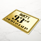 93e verjaardag: Art Deco Kijk "93" en naam Folie Uitnodiging (Gedraaid)