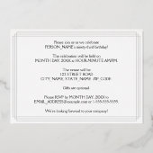 93e verjaardag: Art Deco Kijk "93" en naam Folie Uitnodiging (Achterkant)