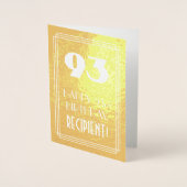 93e verjaardag ~ Art Deco Style "93" & aangepaste Folie Kaarten (Voorkant)