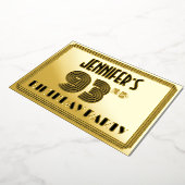 93e verjaardag — Art Deco Style "93" en naam Folie Uitnodiging (Gedraaid)