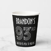 93e verjaardag: Art Deco Style + aangepaste naam Papieren Bekers (Achterkant)