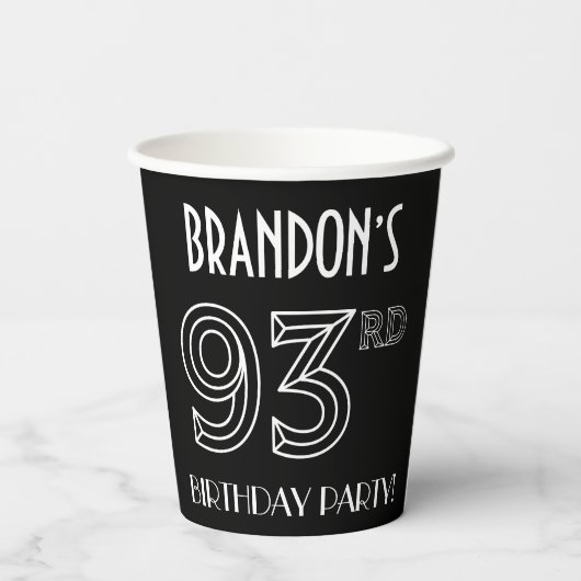 93e verjaardag: Art Deco Style + aangepaste naam Papieren Bekers (Achterkant)