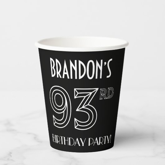 93e verjaardag: Art Deco Style + aangepaste naam Papieren Bekers (Voorkant)