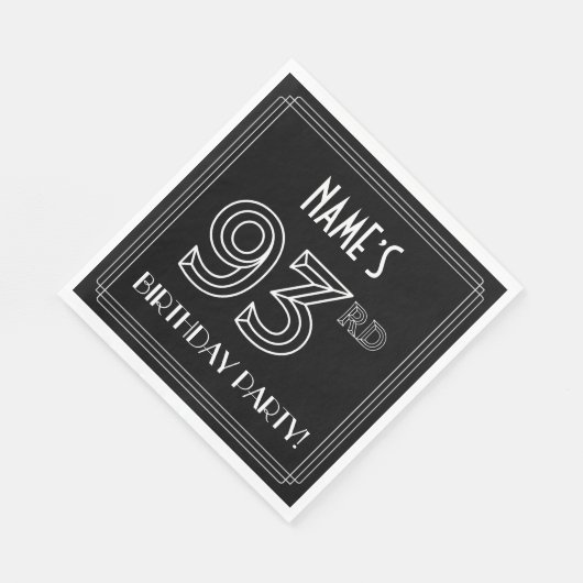 93e verjaardag: Art Deco Style + aangepaste naam Servet (Hoek)