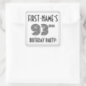 93e verjaardag: Art Deco Style + aangepaste naam Vierkante Sticker (Tas)