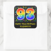 93e verjaardag: Colorful Music Symbols, Rainbow 93 Vierkante Sticker (Tas)
