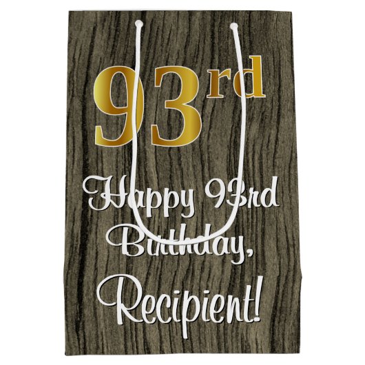 93e verjaardag: Elegant Faux Gold Kijk #, Faux Woo Medium Cadeauzakje (Achterkant)