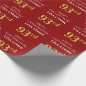 93e verjaardag: Elegant, rood, Faux Gold look Cadeaupapier (Hoek)