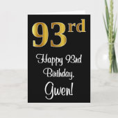 93e verjaardag ~ Elegante luxe Faux Gold look # Kaart (Voorkant)