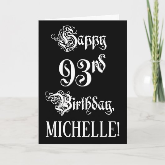 93e verjaardag: Fancy, elegant script + aangepaste Kaart (Voorkant)
