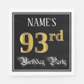 93e verjaardag — Fancy script, Faux Gold look Servet (Voorkant)