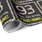 93e verjaardag: Floral Flowers Number, Custom Name Cadeaupapier (Rol Hoek)