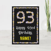93e verjaardag: Floral Flowers Number, Custom Name Kaart (Voorkant)